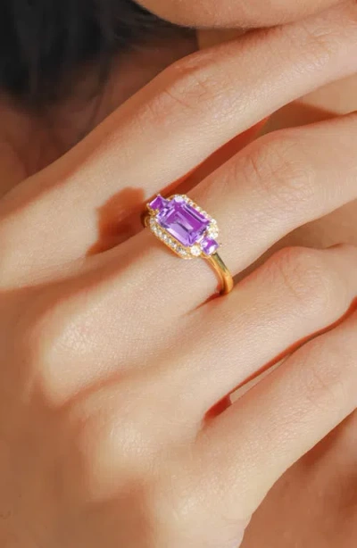 Ys Gems Halo Frame Multi Gemstone Ring In Gold