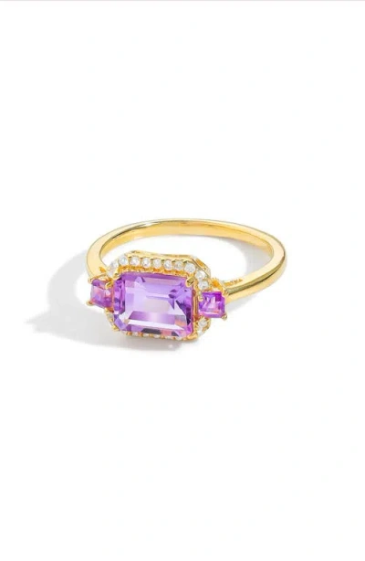 Ys Gems Halo Frame Multi Gemstone Ring In Gold