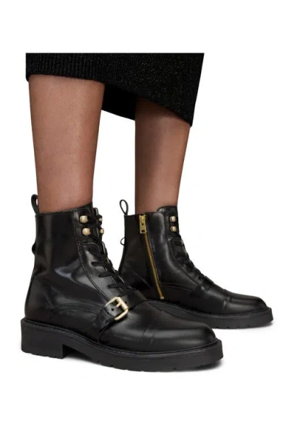 Allsaints Stellar Cap Toe Combat Boot In Black