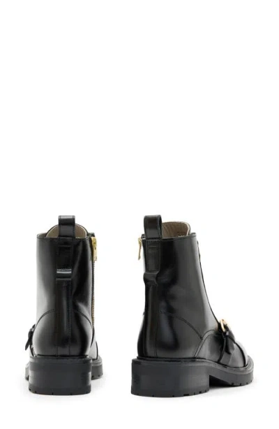 Allsaints Stellar Cap Toe Combat Boot In Black