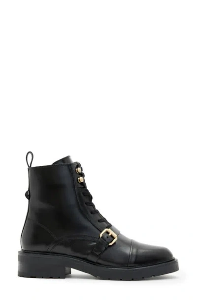 Allsaints Stellar Cap Toe Combat Boot In Black