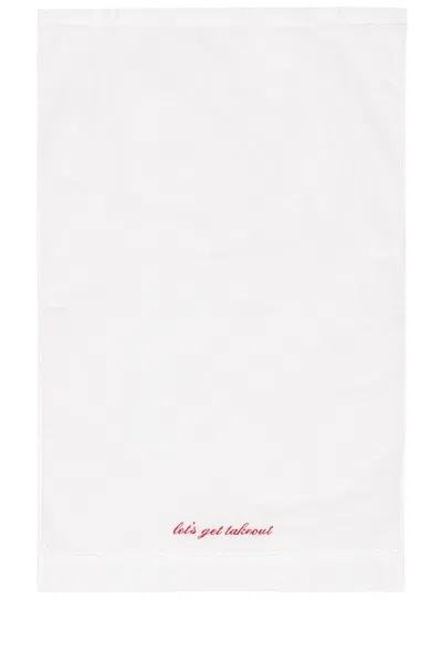 Abbode Let's Get Takeout Tea Towel In White