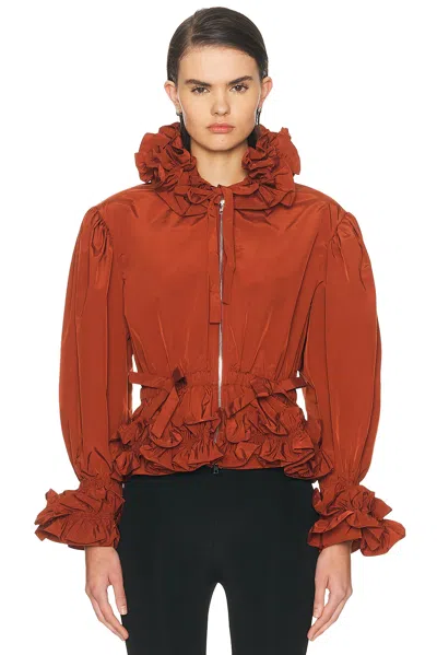 Aknvas Lovise Ruffle Jacket In Brown