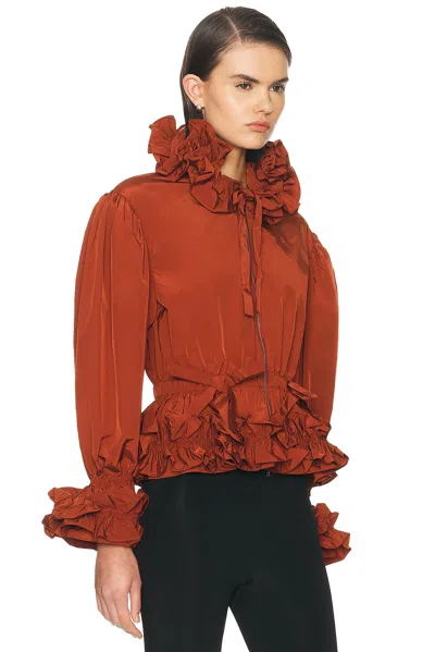 Aknvas Lovise Ruffle Jacket In Brown