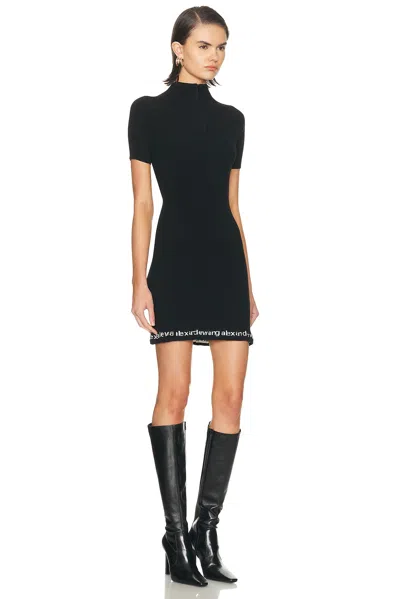 Alexander Wang Ribbed Short-sleeve Fitted Dress Clothing In Black