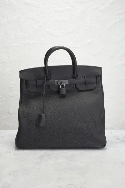 Pre-owned Hermes Togo Haut A Courroies Birkin 40 Handbag In Black