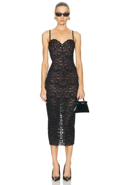 Fleur Du Mal Charlotte Lace Slip Midi Dress In Brown