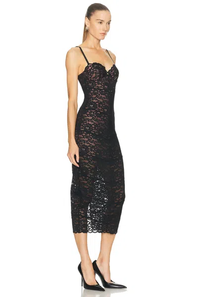 Fleur Du Mal Charlotte Lace Slip Midi Dress In Brown