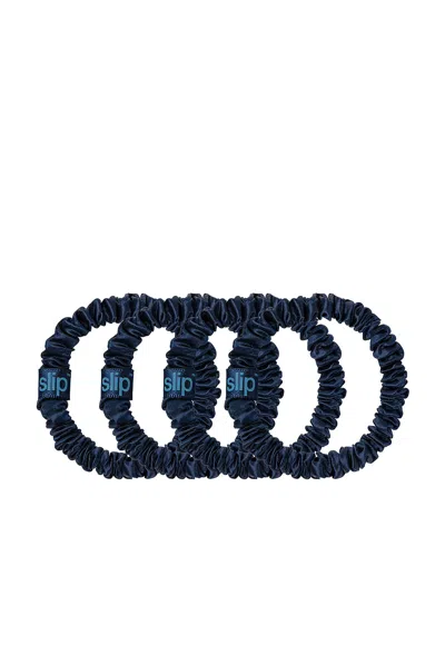Slip Pure Silk Skinny Scrunchies Set Of 4 In Blue