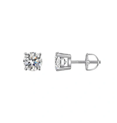 Donatello Gian Sterling Silver Screw-back Round Small Studs In Metallic