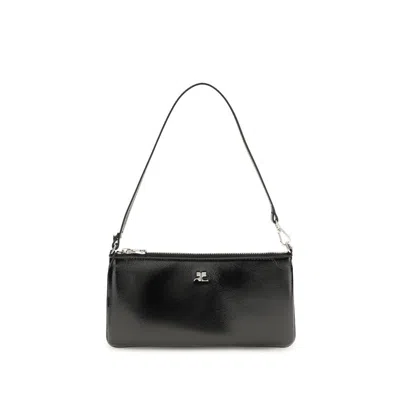 Courrèges Rectangular Naplack Pouch Adjustable Strap In Black