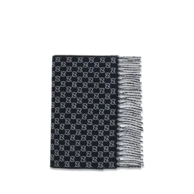 Gucci Men Wool And Cashmere Scarf With A Gradient Gg Motif In Black