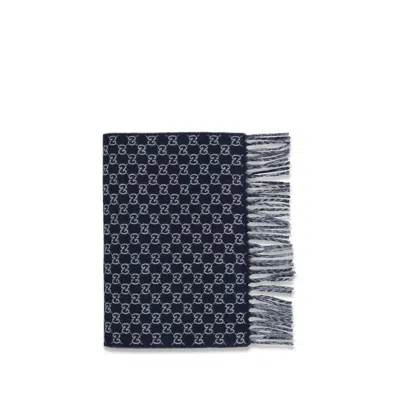 Gucci Men Wool And Cashmere Scarf With A Gradient Gg Motif In Blue