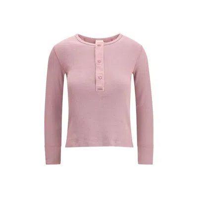 Chloé Fitted Henley Cotton Jersey Shirt Clothing In Pink