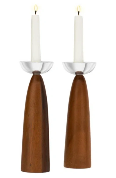 Nambe Unity Sabbath Candlesticks In Brown