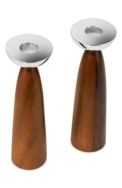 Nambe Unity Sabbath Candlesticks In Brown