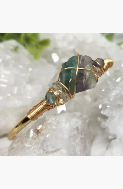 Humanist Beauty Gemstone Wire-wrapped Bracelet In Gold