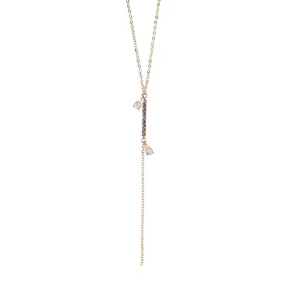 Studio Baloge Women's Gold / Purple Nuit Lariat Necklace In Metallic