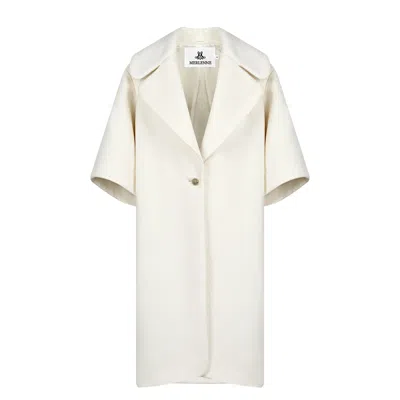 Merlenne Women's Woolen White Coat In White
