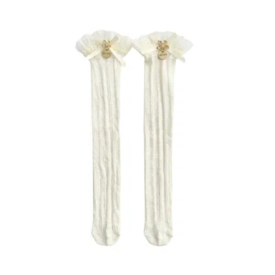 Adiba Women's White The Gossamer Zina Mini Flower High-sock In White