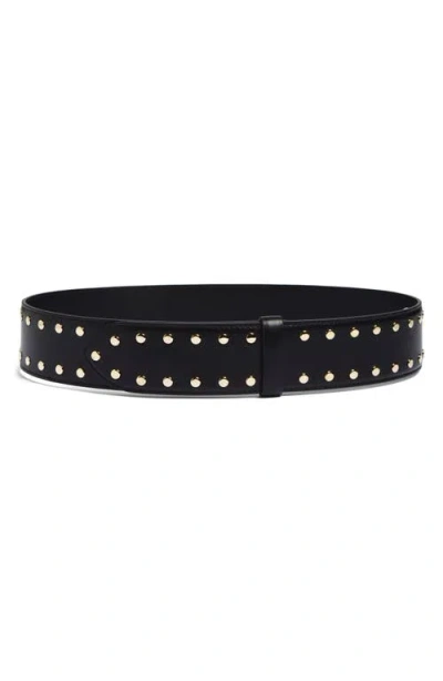 Khaite Theo Studded Leather Belt In Black