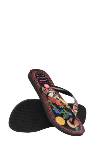 Havaianas Top Tropicalia Vibes Ii Flip Flop In Black