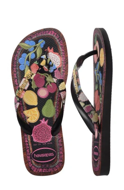 Havaianas Top Tropicalia Vibes Ii Flip Flop In Black