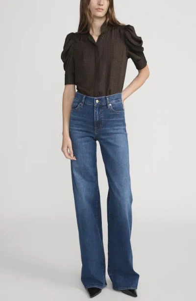 Frame Le Jane Faded High-rise Straight-leg Jeans In Dark Denim