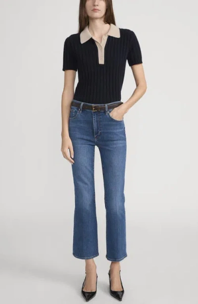 Frame The Reboot High Waist Crop Flare Jeans In Blue