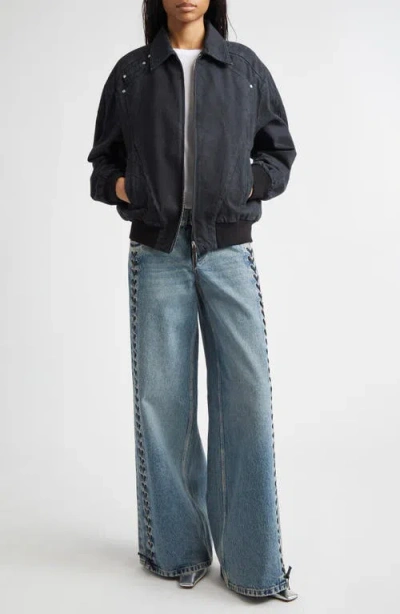 Stella Mccartney Patchwork Denim Bomber Jacket In Black