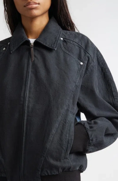 Stella Mccartney Patchwork Denim Bomber Jacket In Black