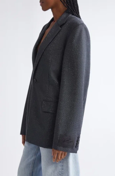 Alexander Wang Hotfix Crystal Oversize Blazer In Gray