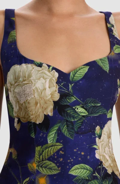 Alice And Olivia Eve Sweetheart Embellished Dress In Blue