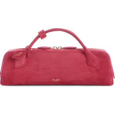 Alaïa Alaia Framboise Goat Leather Teckel Suede Clutch Shoulder Bag In Pink