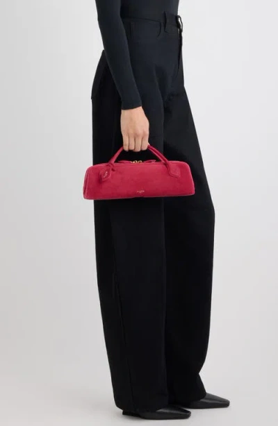 Alaïa Alaia Framboise Goat Leather Teckel Suede Clutch Shoulder Bag In Pink
