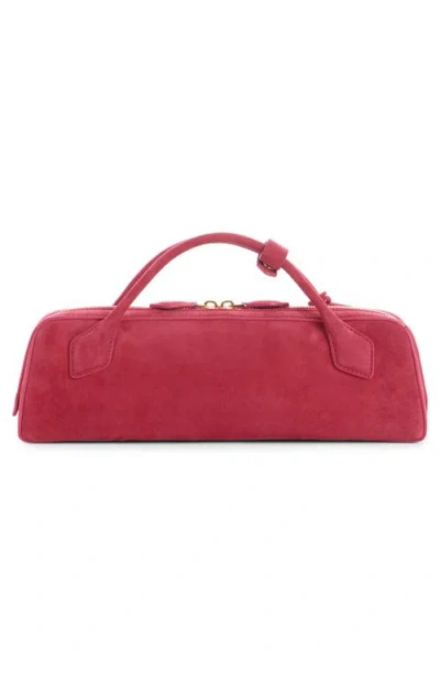 Alaïa Alaia Framboise Goat Leather Teckel Suede Clutch Shoulder Bag In Pink