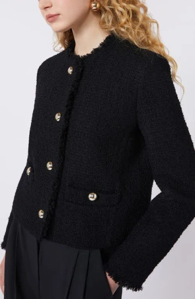 Weekend Max Mara Agami Wool Blend Tweed Jacket In Black