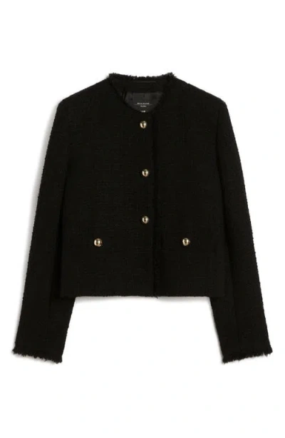 Weekend Max Mara Agami Wool Blend Tweed Jacket In Black