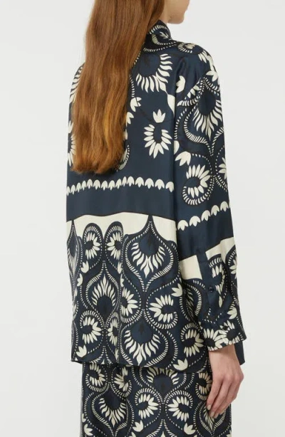 Weekend Max Mara Weekend Maxmara Wkdlastra Printed Silk Patchwork Shirt In Blue