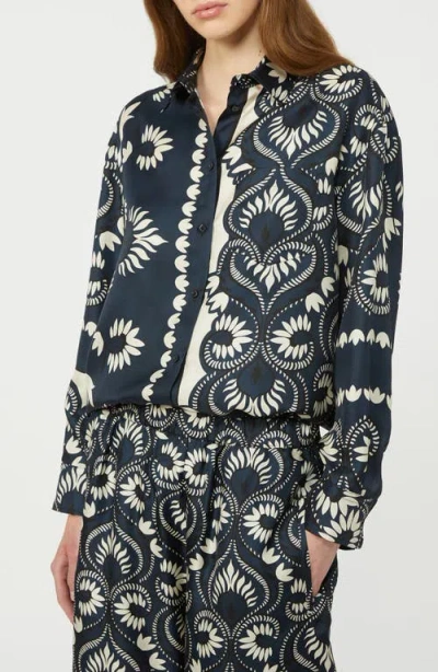 Weekend Max Mara Weekend Maxmara Wkdlastra Printed Silk Patchwork Shirt In Blue