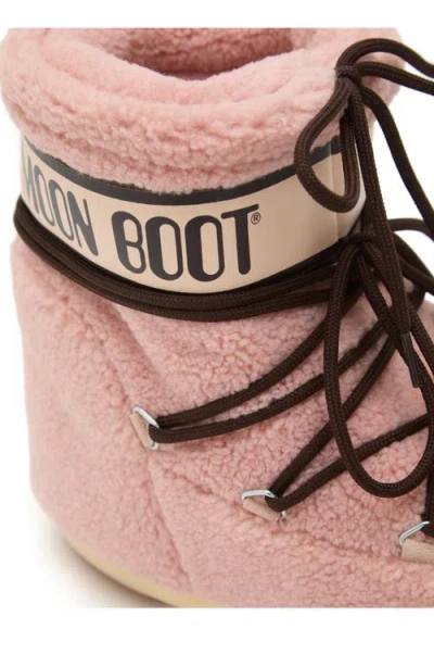 Moon Boot Icon Low Fleece Pink Snow Boot In Animal Print