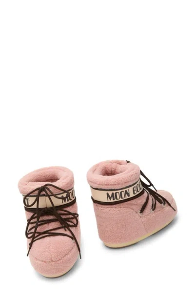 Moon Boot Icon Low Fleece Pink Snow Boot In Animal Print