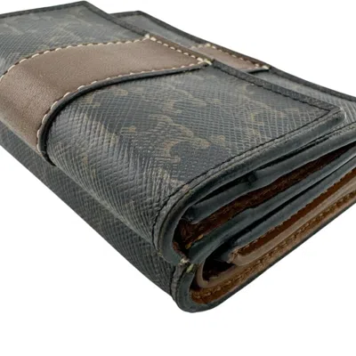 Pre-owned Celine Black Brown Leather Pvc Wallet (tri-fold) () In Multi