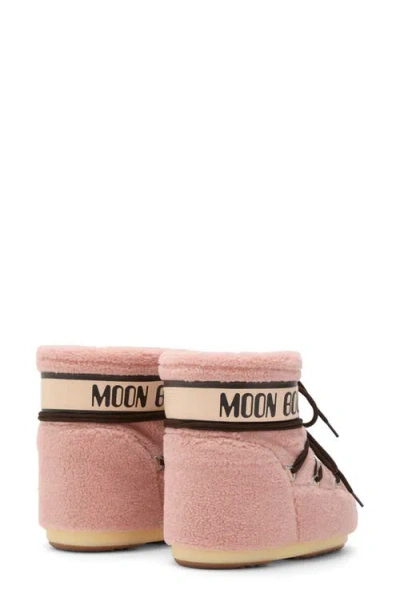Moon Boot Icon Low Fleece Pink Snow Boot In Animal Print