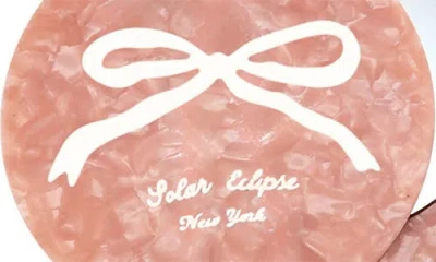 Solar Eclipse Hand Painted Vintage Ballet Bow Compact Mirror In Pink