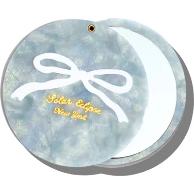 Solar Eclipse Hand Painted Vintage Ballet Bow Compact Mirror In Blue