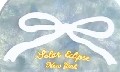 Solar Eclipse Hand Painted Vintage Ballet Bow Compact Mirror In Blue