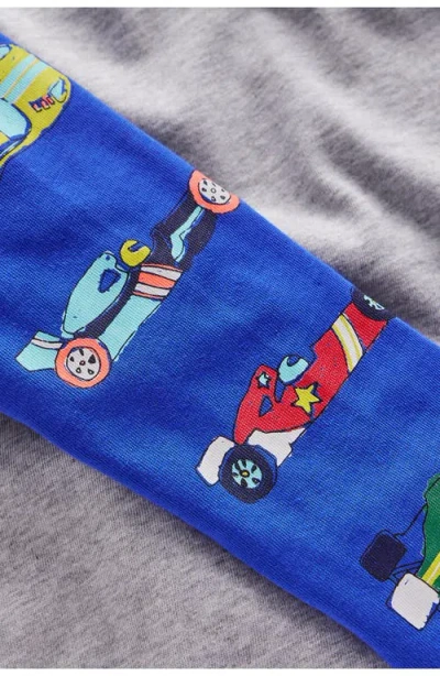 Mini Boden Kids' Race Car Colorblock Long Sleeve Cotton Graphic T-shirt In Blue