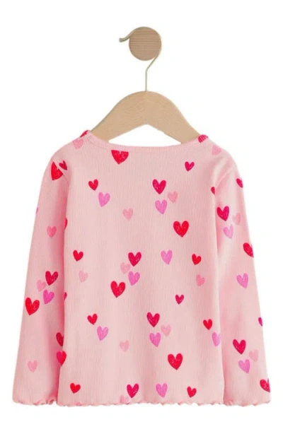 Next Kids' Heart Graphic Ribbed T-shirt In Pink