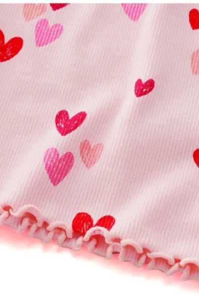 Next Kids' Heart Graphic Ribbed T-shirt In Pink